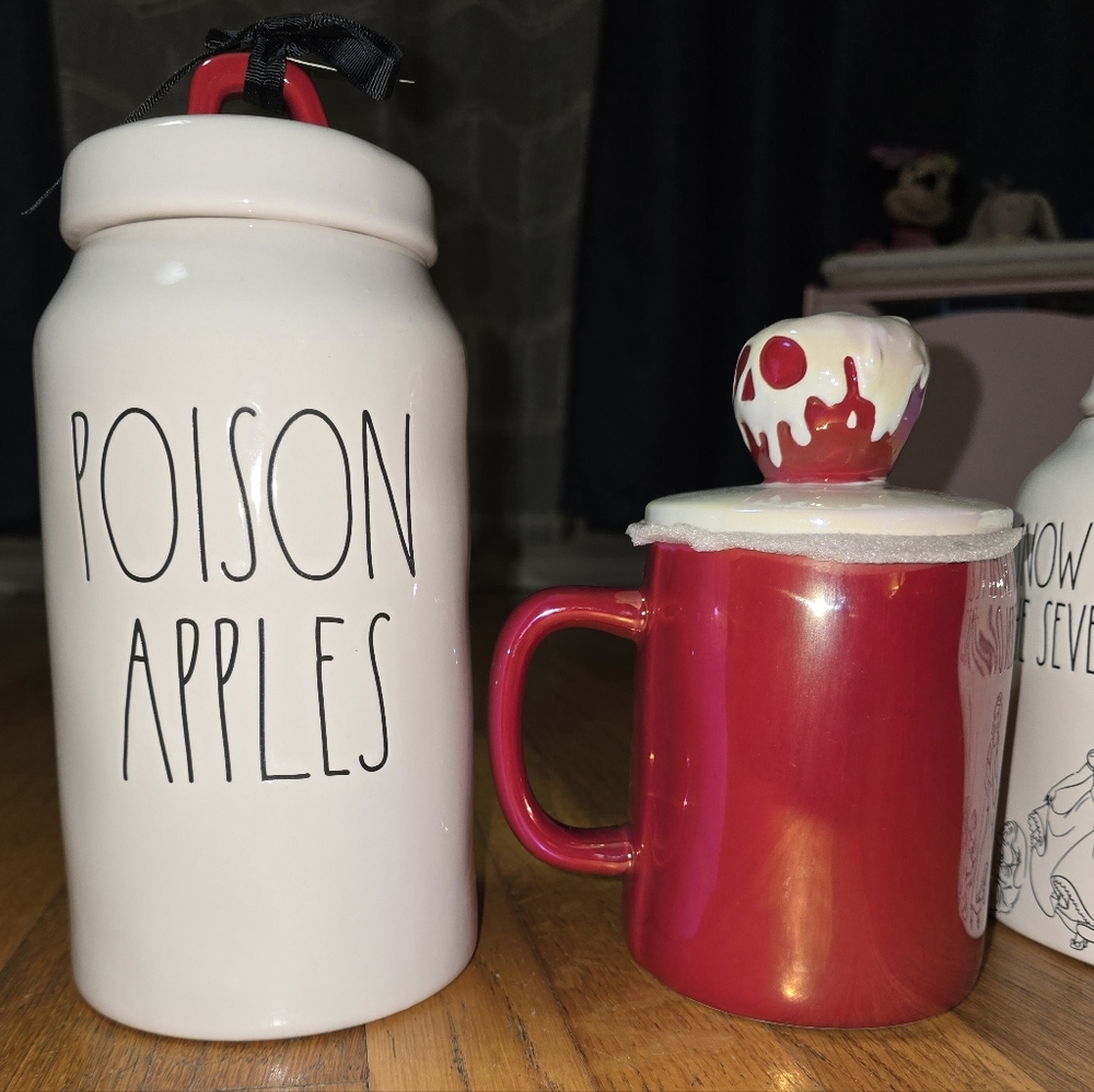 Rae Dunn Snow White Seven Dwarfs, Evil Queen Canisters & Poison Apple Mug Bundle - Picture 6 of 9